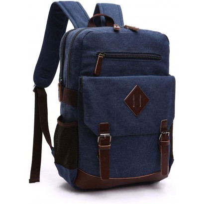 Vintage Laptop Backpack Canvas Business Travel Bag 15.6 Inch Computer Bag Rucksack Casual Daypack for Women Men