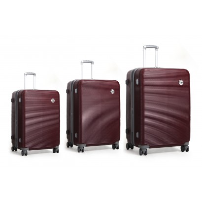 28+24+20inch ABS luggage 3pcs per set in wine red color